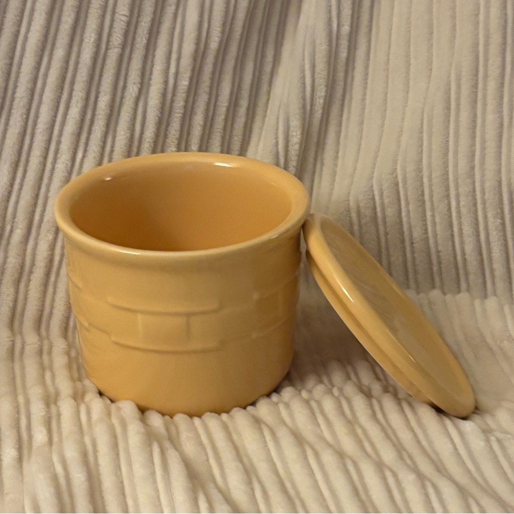 Longaberger Yellow Ceramic Crock with Lid